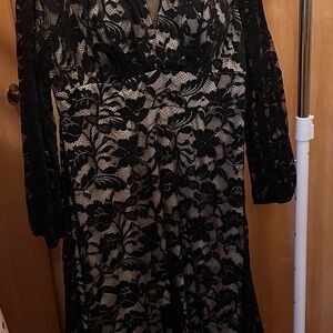 SHEIN Black Lace Long Sleeve Dress